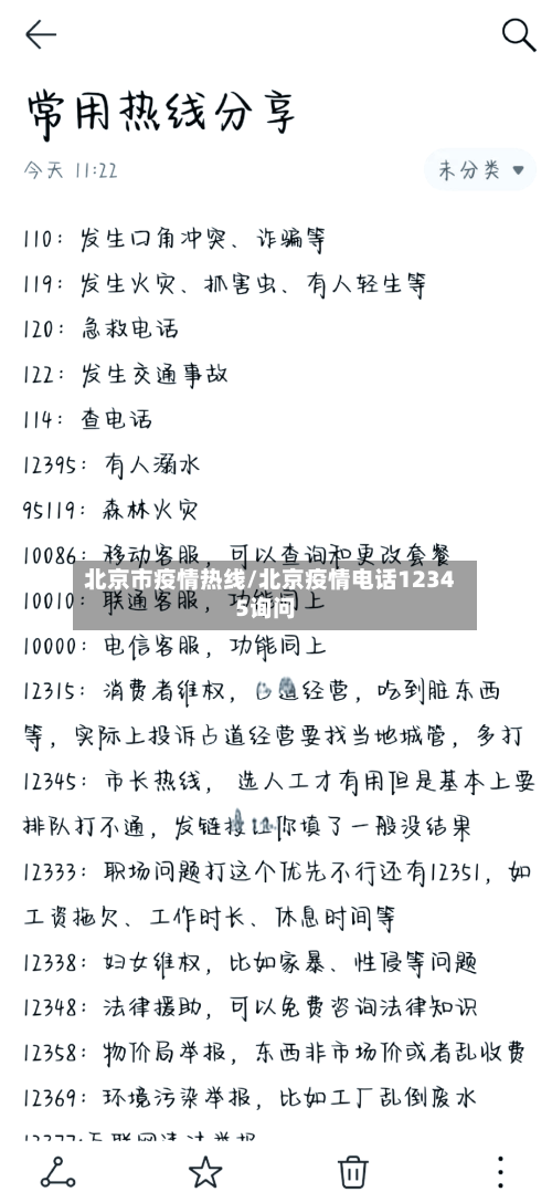 北京市疫情热线/北京疫情电话12345询问-第1张图片