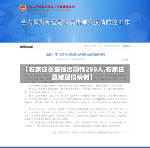 【石家庄藁城检出阳性259人,石家庄藁城疑似病例】-第1张图片