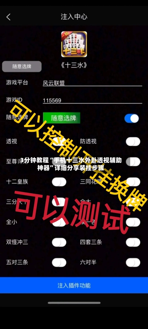 3分钟教程“手机十三水外卦透视辅助神器”详细分享装挂步骤-第1张图片