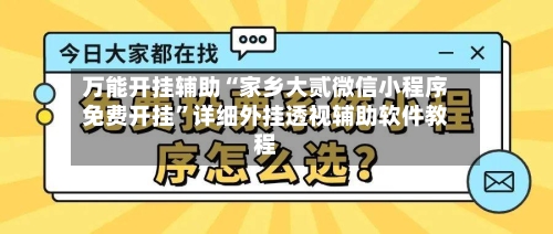 万能开挂辅助“家乡大贰微信小程序免费开挂”详细外挂透视辅助软件教程-第3张图片