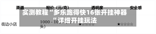 实测教程“多乐跑得快16张开挂神器”详细开挂玩法-第2张图片