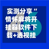 实测分享“情怀麻将开挂器软件下载+透视挂”开挂辅助软件教程-第3张图片