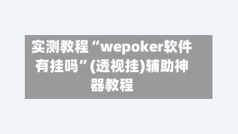 实测教程“wepoker软件有挂吗	”(透视挂)辅助神器教程-第3张图片