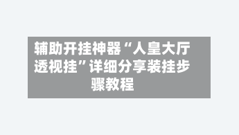 辅助开挂神器“人皇大厅透视挂”详细分享装挂步骤教程-第1张图片