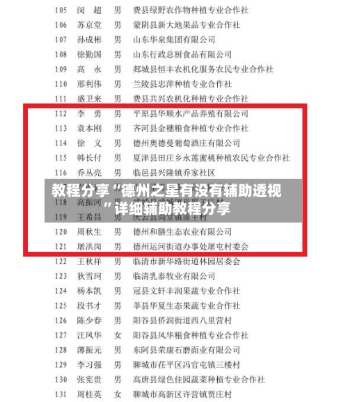 教程分享“德州之星有没有辅助透视”详细辅助教程分享-第1张图片