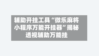 辅助开挂工具“微乐麻将小程序万能开挂器”揭秘透视辅助万能挂-第3张图片