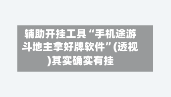 辅助开挂工具“手机途游斗地主拿好牌软件”(透视)其实确实有挂-第2张图片