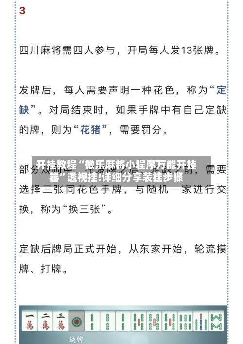 开挂教程“微乐麻将小程序万能开挂器”透视挂!详细分享装挂步骤-第2张图片