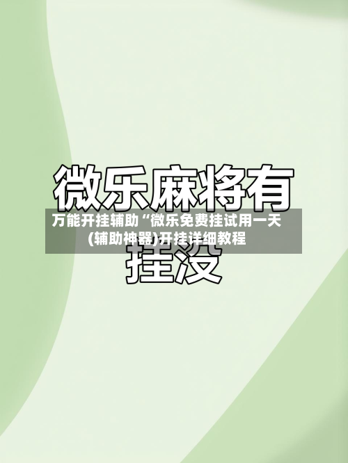 万能开挂辅助“微乐免费挂试用一天(辅助神器)开挂详细教程-第1张图片